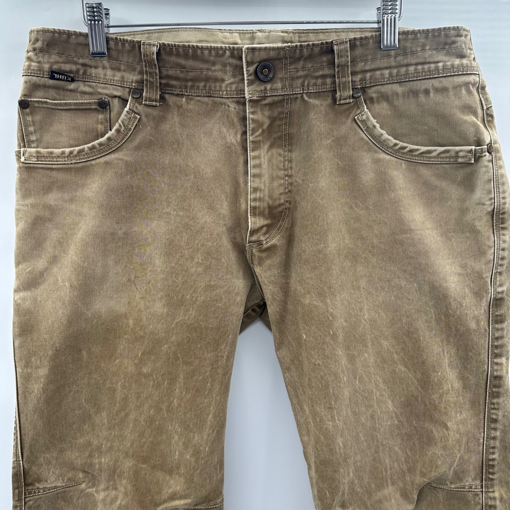 Kuhl Rydr Pants Mens 35x32 Brown Vintage Patina Dye Articulated Workwear Pant